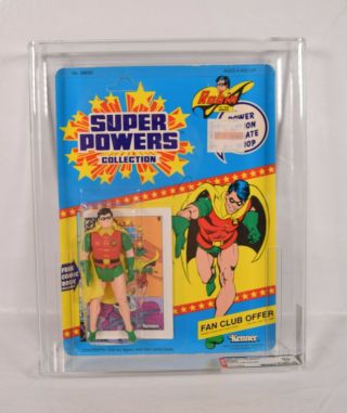 Robin Action Figure Dc Powers Kenner 1984 Moc 12 Back Afa 80 Batman