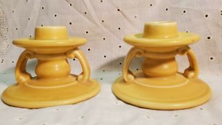 Rookwood Pottery Rare 1928 Candle Holders Matte Yellow 2981