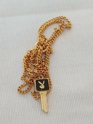 Playboy Bunny Playmate Miniature Key Necklace,  Card,  & box 1970 ' s RARE 2