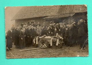 Antique Post Mortem Man In Casket Vintage Funeral Photo Card 244