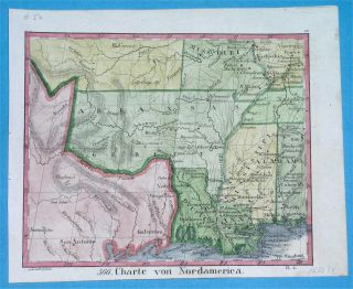 1834 Rare Map United States Texas Republic Kansas Oklahoma Louisiana