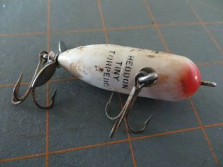 Vintage Heddon Tiny Torpedo - Grey & White - 2 inch 3