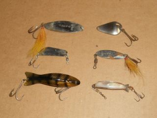 6 Mother Of Pearl,  Weber Champ,  1.  5 " - 3 " Solid Metal Fishing Lures