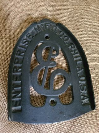 Antique Enterprise Mfg Co Philadelphia Usa Sad Iron Trivet Holder Cast Iron