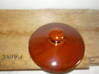 Vintage Stoneware Pottery Brown Glazed Dish Bowl Jar Crock Finial Lid Cover Only