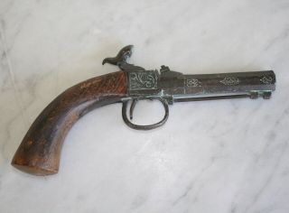 Antique Flintlock Musket Die Cast Iron Metal Metal Display Toy Pistol Gun Rare