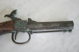 Antique Flintlock Musket Die Cast Iron Metal Metal Display Toy Pistol Gun RARE 3