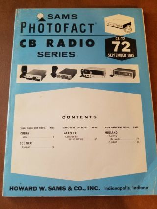 Sams Photofact Cb Radio Series 72 Cobra 28a Courier Lafayette Midland