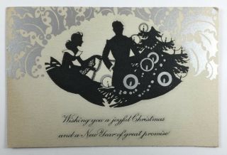 Antique Vintage Christmas And Years Greeting Card With Embossed Decorations