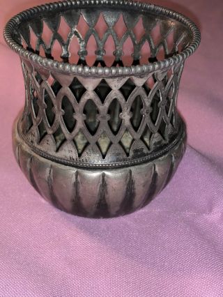 Antique Homan Mfg Co Silver Plate Reticulated Pierced Urn Vase Container