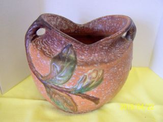 Rare Weller Pottery Double Handle Vase Bowl Greens Browns 1920 