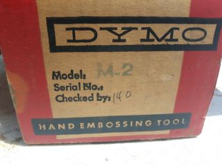 Vintage Rare Dymo Dymo - Mite M - 2 Tapewriter Label Maker Chrome Box & Tape GL 3