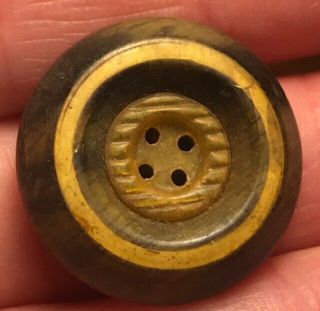 Unique Old Yellow Brown Bullseye Vintage Antique Button 6563