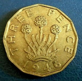 1946 King George Vi Brass Threepence,  Rare In This High To Very