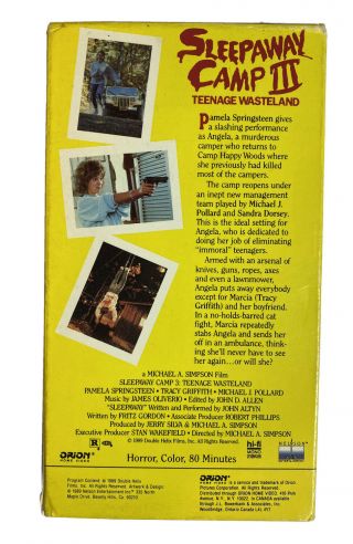 Sleepaway Camp 3 Teenage Wasteland - rare horror VHS gore cult slasher OOP 2