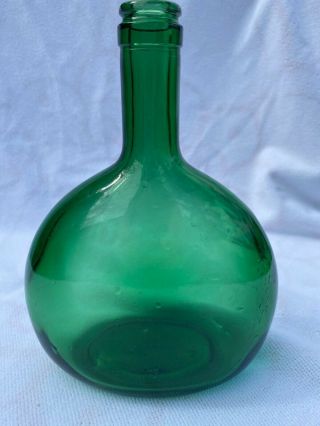 Antique Green Glass Flask Bottle