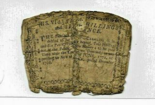 2 Shillings & 6 Pence " Colonial " (united States) 1768 " Colonial " Rare Sewn