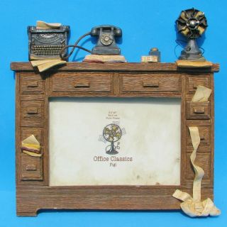 Resin Antique Writers Office Desk Table Top Picture Frame Figi Typewriter Fan