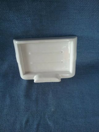 Vintage Art Deco Ceramic White Wall Mount Soap Dish Holder
