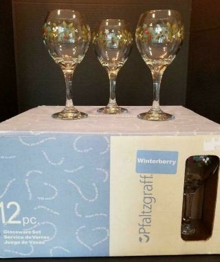 Rare Vintage Set Of 12 Pfaltzgraff Winterberry 13.  5 Oz Wine Glasses -