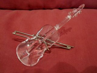 Rare Retired Boxed Swarovski Crystal Violin With Metal Bow Stand - Music Theme