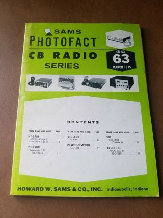 Sams Photofact Cb Radio Series 63 Hy - Gain Johnson Midland Pearce Truetone Sbe,