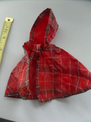 Vintage Vogue Ginny Doll Clothes,  Plastic Red Plaid Rain Cape