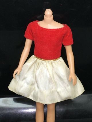 Vtg 1964 Skipper Doll Outfit 1902 Silk N Fancy Red Velvet White Satin Dress