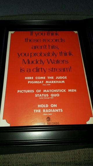 Chess Records Status Quo Rare Promo Poster Ad Framed