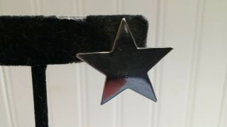Vintage Silvertone Metal 5 Point Star Clip - On Earrings 2
