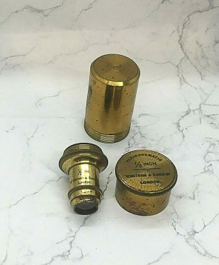 W.  Watson & Sons Vintage Rare Parachromatic 1/2 Inch Microscope Objective Lens