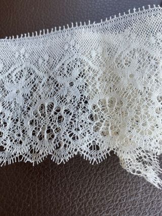 56” Antique French Sweet Simple Net Lace Trim,  Edging,  Doll Salvage
