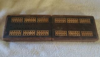 Vintage Antique Handmade Folk Art? Wooden Wood Cribbage Board Game