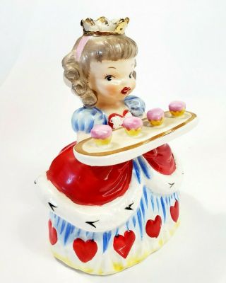 Rare Vtg 1950s Napco Queen Of Hearts Nursery Rhyme Girl Ceramic 5 " S1472f