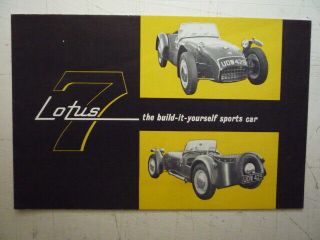 & Rare C1960 Lotus 7 Sports Car Brochure