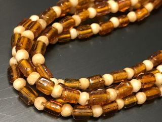 Rare Antique Native American Trade Bead Necklace Horn Glass Bovine Bone Beads