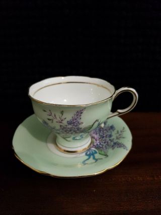 Paragon Double Warrant Demitasse Duo Rare Green Background Lilac Pattern