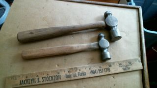 2 Ball Pein Machinst Blacksmith Hammers Antique Vintage Old Tool