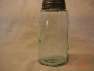 Antique Vintage Blue MASON ' S PATENT Nov 30th 1858 Quart Canning Jar W/Zinc Lid 3