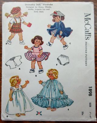 Vintage 8 In Doll Clothes Pattern Fits Ginny Muffie Dress Coat Robe Hat