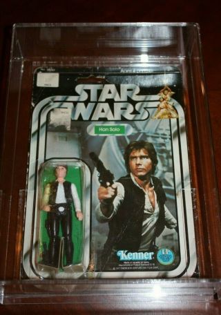 Kenner Star Wars 1977 12 Back Han Solo Moc Vintage W/case Big Head