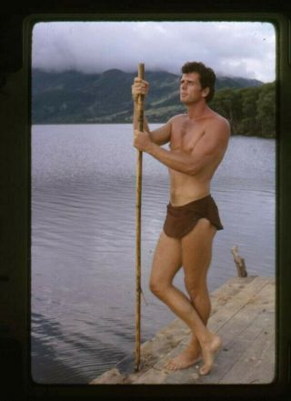 Tarzan Ron Ely In Loin Cloth By Lake 35mm Camera Transparency Rare