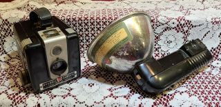 Vintage Old Antique Kodak Brownie Hawkeye Camera Flash Model - &