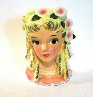 Rare 1950’s Enesco Southern Belle “the Elegant Miss” Blonde Lady Head Vase