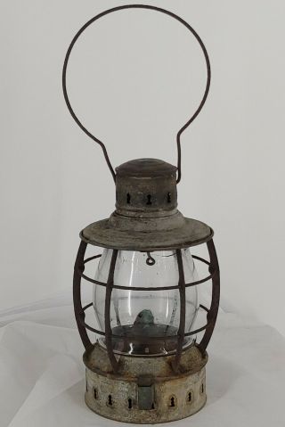 Antique Circa 1908 Helvig Ny.  - Galvanized Navy Lantern - Very Rare Usa
