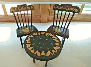 Vintage Miniature Table And 2 Chairs With Santa Claus Motif