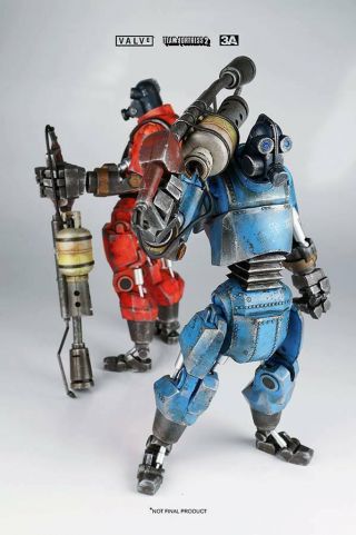 Threea 3a Valve Team Fortress 2 Robot Pyro Red,  Blu 2 Figure Set Bambaland Ex.
