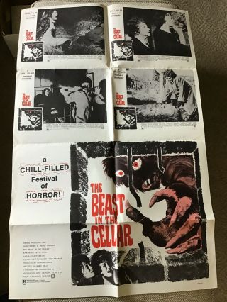 Vintage Movie Poster The Beast In The Cellar Monster Lobby Theater Rare