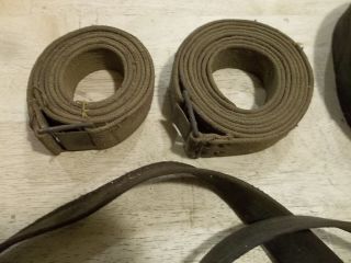 4 old Vintage Leather / Cloth Machine Drive Belts - ca.  1900 - 40 2