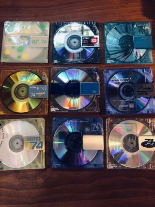 Assortment Of Collectable Rare High End 74 - Minute Minidiscs 9 Different Discs